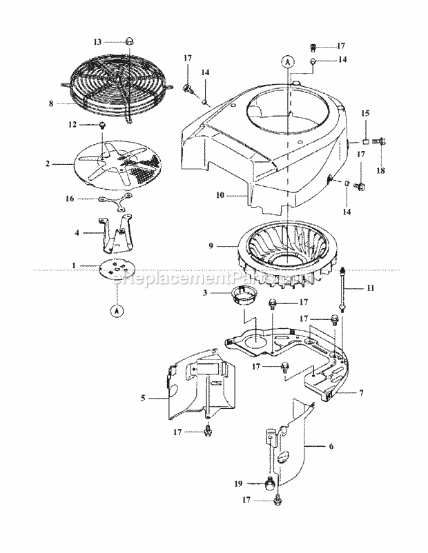 Fh721v-As15 Blower Housing Diagram and Parts List for M60-KW 53AB5DCX150-25-HP Cub Cadet Lawn Tractor